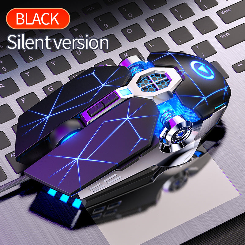 Silvery Carved Wired Mouse for E-Sports Gaming, Silent and Sound Chicken-Eating Mouse Macro for Desktops and Laptops NovaCart