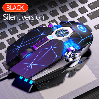 Silvery Carved Wired Mouse for E-Sports Gaming, Silent and Sound Chicken-Eating Mouse Macro for Desktops and Laptops NovaCart