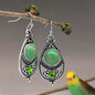 [Vintage Boho Earrings] Green Aventurine Vintage Boho Dangling Earrings | Alloy, English Style, Stainless Steel Ear Needle, for Daily Wear, Office, Street, Party, Vacation, Gift NovaCart