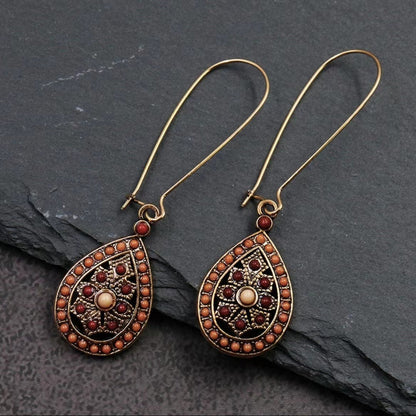 Boho Teardrop Earrings Alloy Ethnic Beads Flower Earrings Colorful Ear Jewelry NovaCart