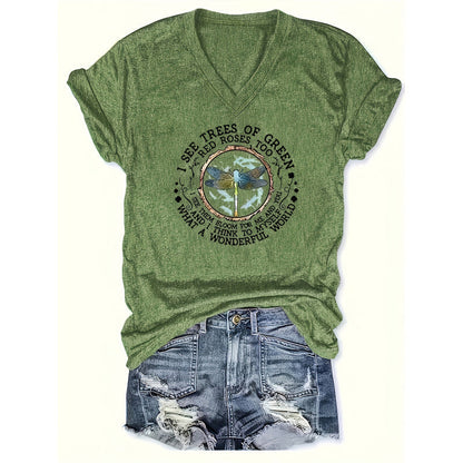 Letter Print Short Sleeve T-Shirt Casual Summer Top FitiqueFit