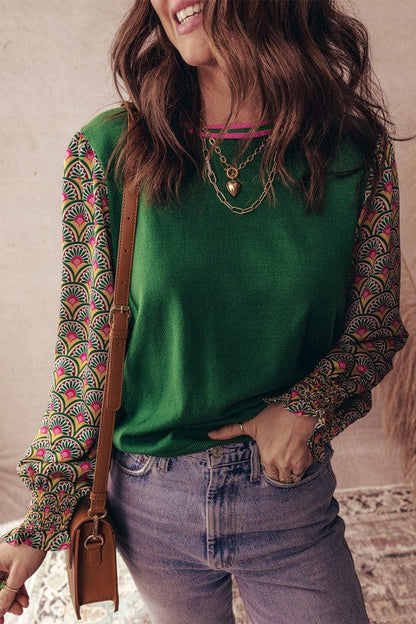 Floral Patchwork Puff Sleeve Sweater Shop Style & More | Fresh Looks, Everyday Deals & Free Shipping
