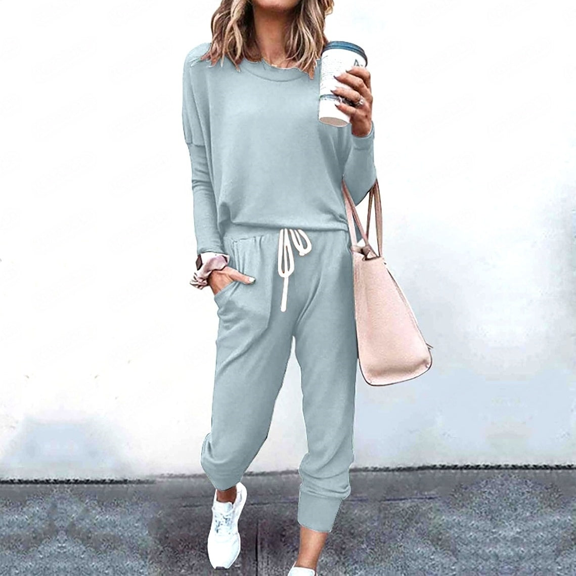 Women's Long Sleeve T-Shirt & Pencil Pants Set – Loose Fit, Striped & Solid FitiqueFit