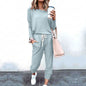 Women's Long Sleeve T-Shirt & Pencil Pants Set – Loose Fit, Striped & Solid FitiqueFit