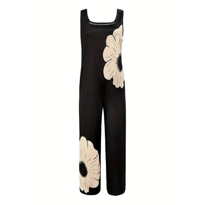 Women’s Square-Neck Floral Sleeveless Jumpsuit FitiqueFit