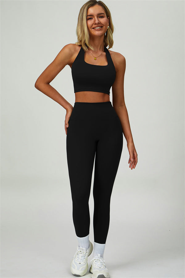 The Seraphine Halter Crop Top Leggings 2-Piece Set Fitglutes Activewear Gymwear Sportswear & Workout Clothes