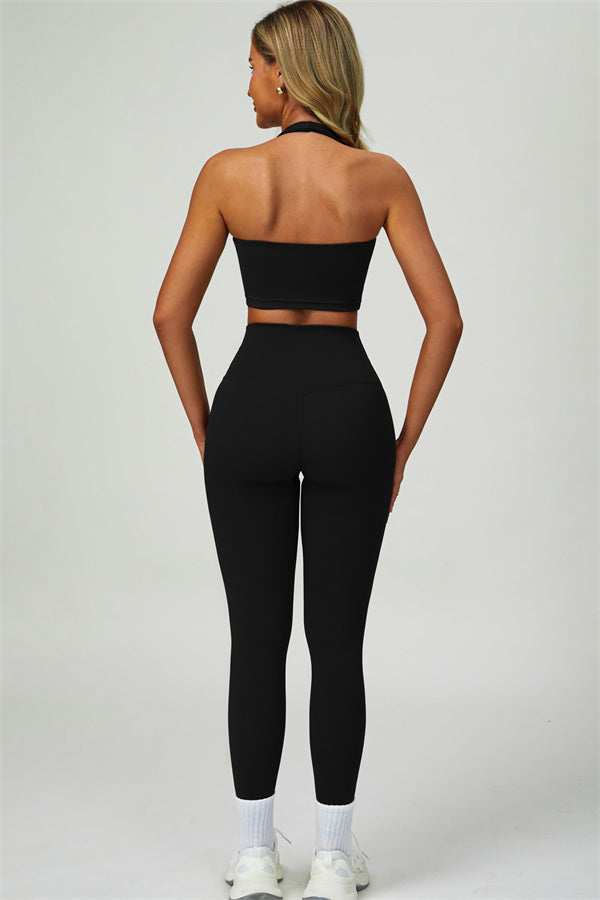The Seraphine Halter Crop Top Leggings 2-Piece Set Fitglutes Activewear Gymwear Sportswear & Workout Clothes
