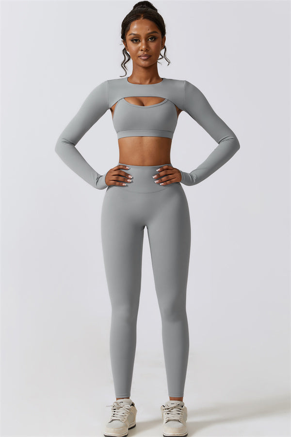 Juno Star Crop Top Sports Bra Leggings 3-Piece Set Fitglutes Activewear Gymwear Sportswear & Workout Clothes