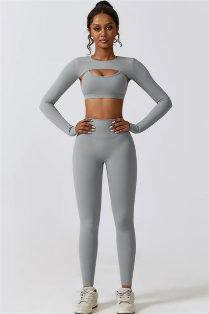 Juno Star Crop Top Sports Bra Leggings 3-Piece Set Fitglutes Activewear Gymwear Sportswear & Workout Clothes