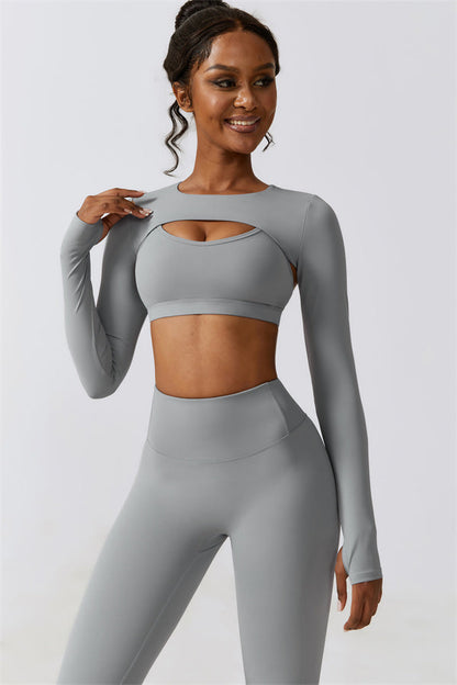Juno Star Crop Top Sports Bra Leggings 3-Piece Set Fitglutes Activewear Gymwear Sportswear & Workout Clothes