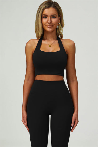 The Seraphine Halter Crop Top Leggings 2-Piece Set Fitglutes Activewear Gymwear Sportswear & Workout Clothes