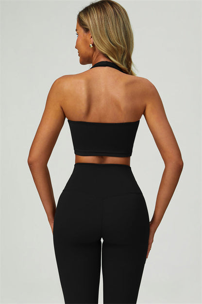 The Seraphine Halter Crop Top Leggings 2-Piece Set Fitglutes Activewear Gymwear Sportswear & Workout Clothes
