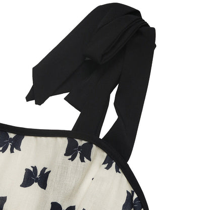 Shoulder Strap Bow Decoration With Bow Print Elegant Summer Dress FitiqueFit