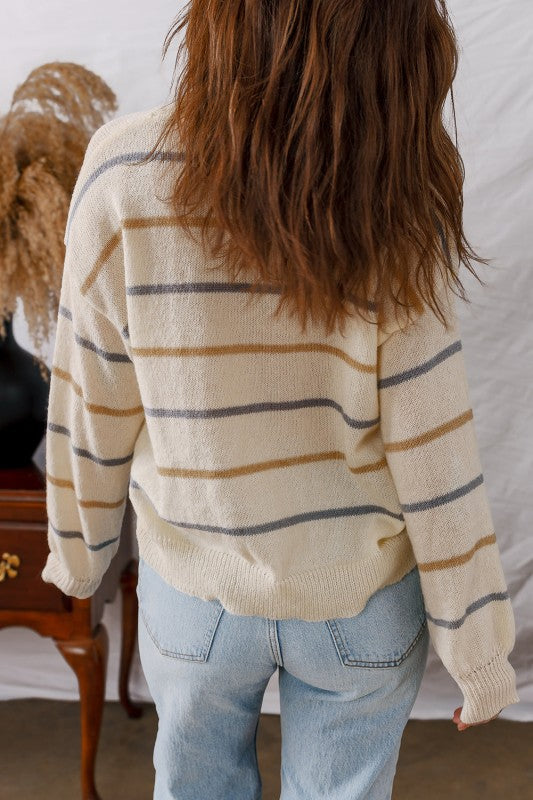 Stripe Ribbed Trim Drop Shoulder Sweater Shop Style & More | Fresh Looks, Everyday Deals & Free Shipping