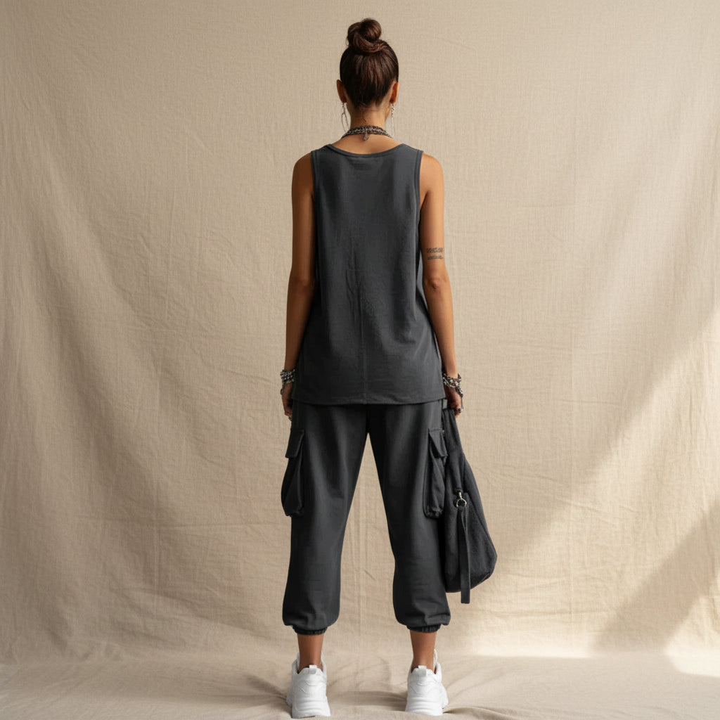 Women's Sleeveless Tank Top & Cropped Ankle Pants Set FitiqueFit