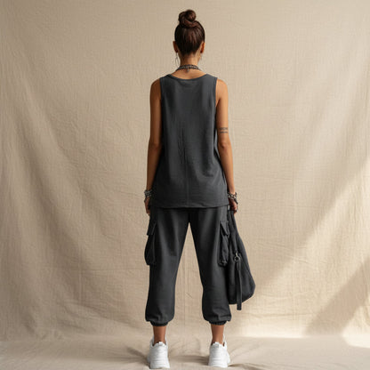 Women's Sleeveless Tank Top & Cropped Ankle Pants Set FitiqueFit