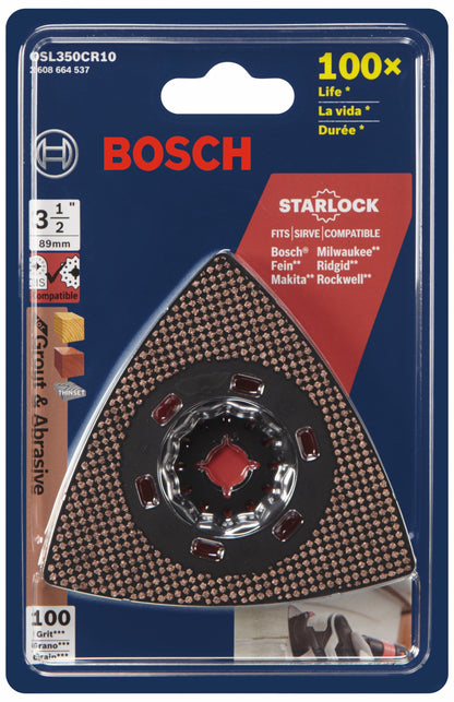 BOSCH OSL350CR10 Starlock® Oscillating Multi-Tool Carbide 100 Grit Delta Sanding Pad VM Hardware