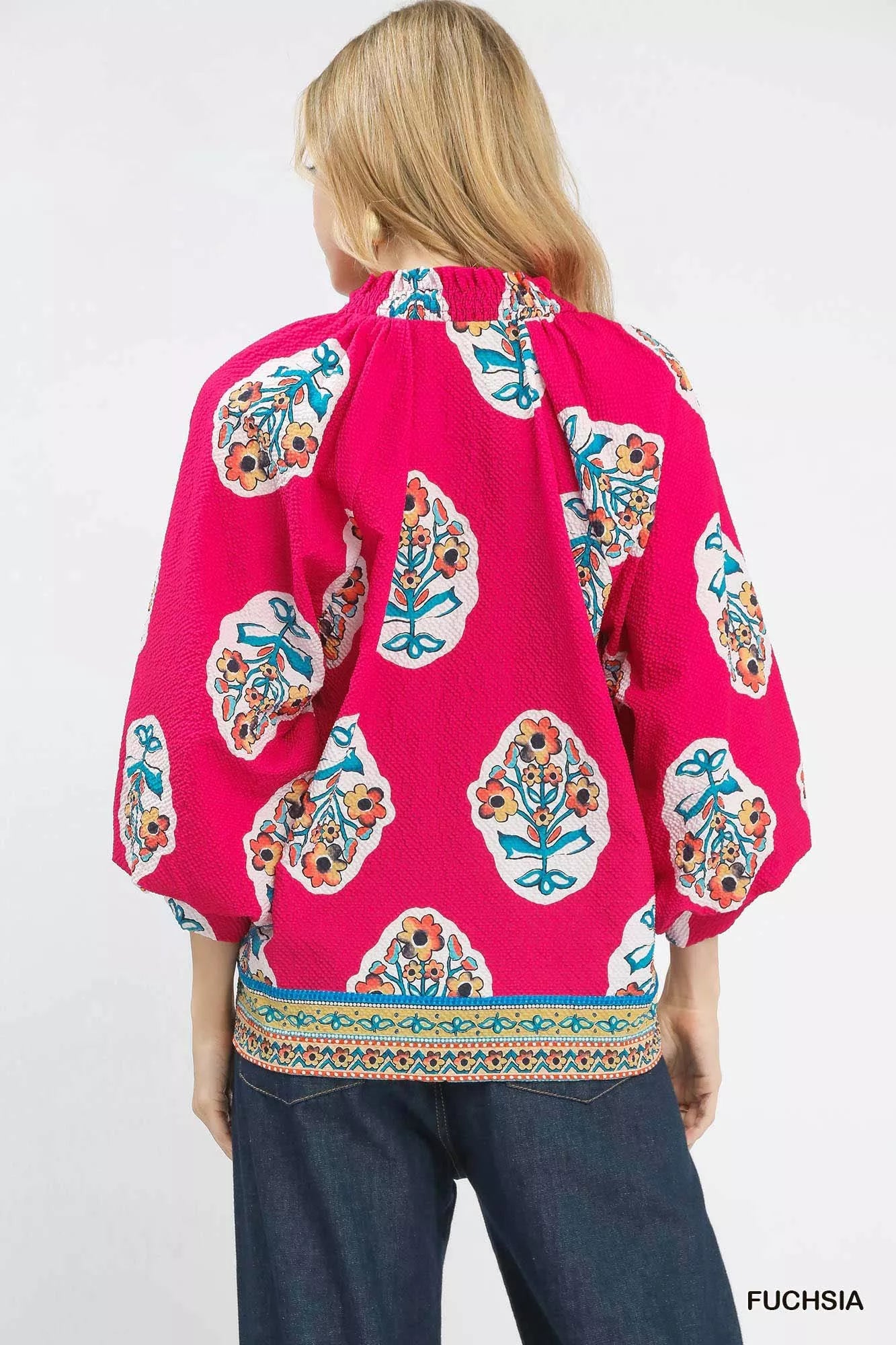 Umgee Boho Floral Print Tunic Blouse FitiqueFit
