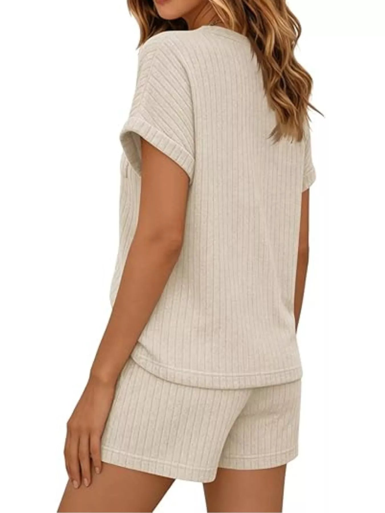 Casual Ribbed Knit Tee and Shorts Set New Era Fashion LLc
