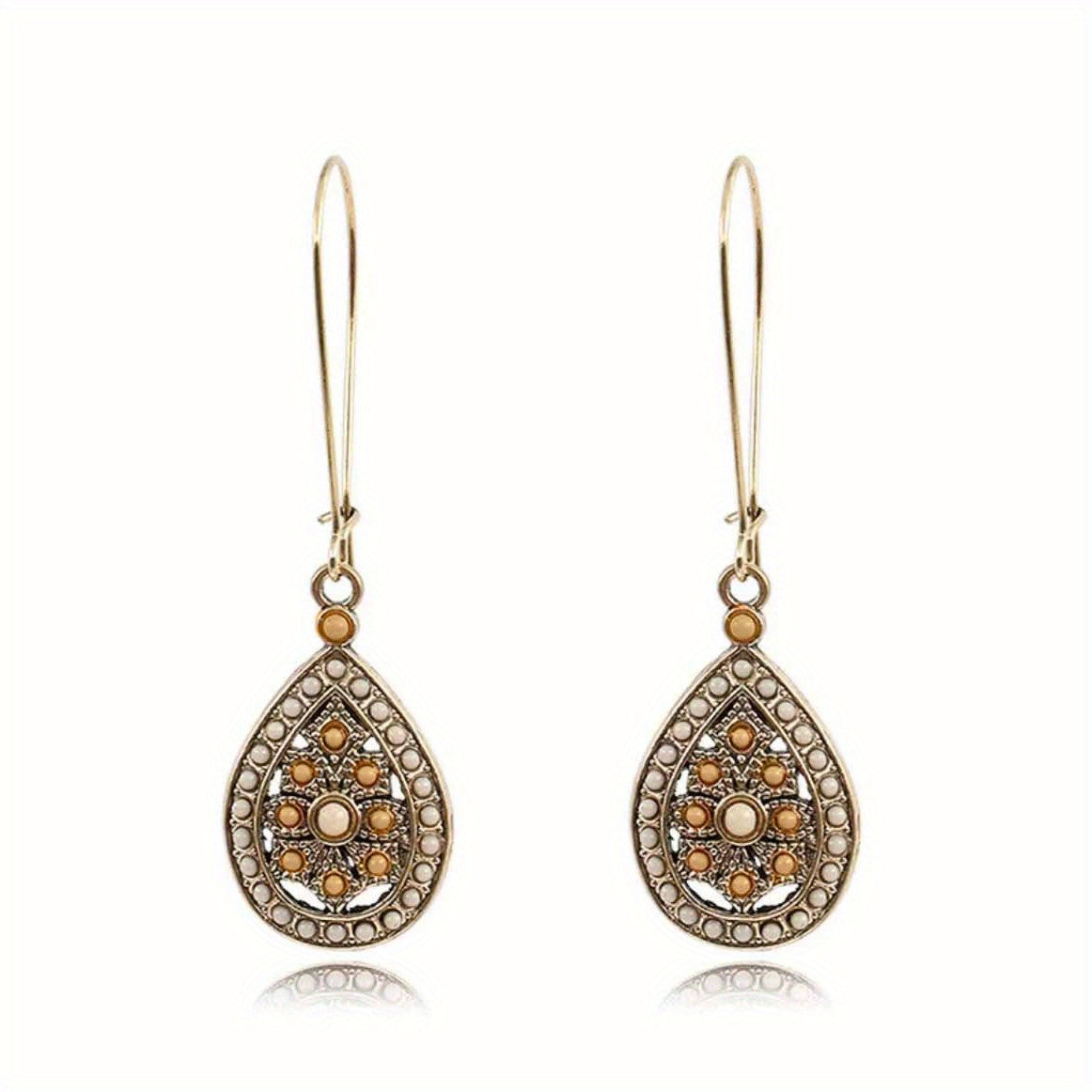Boho Teardrop Earrings Alloy Ethnic Beads Flower Earrings Colorful Ear Jewelry NovaCart