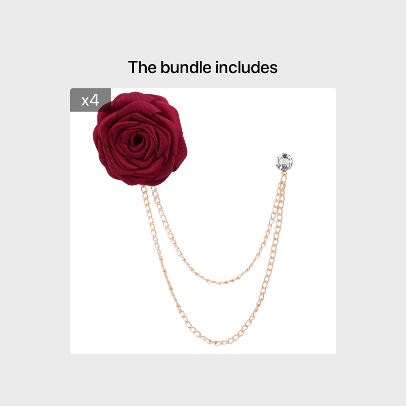 Men's Wedding Ceremony Groom Handmade Rose Chain Brooch NovaCart