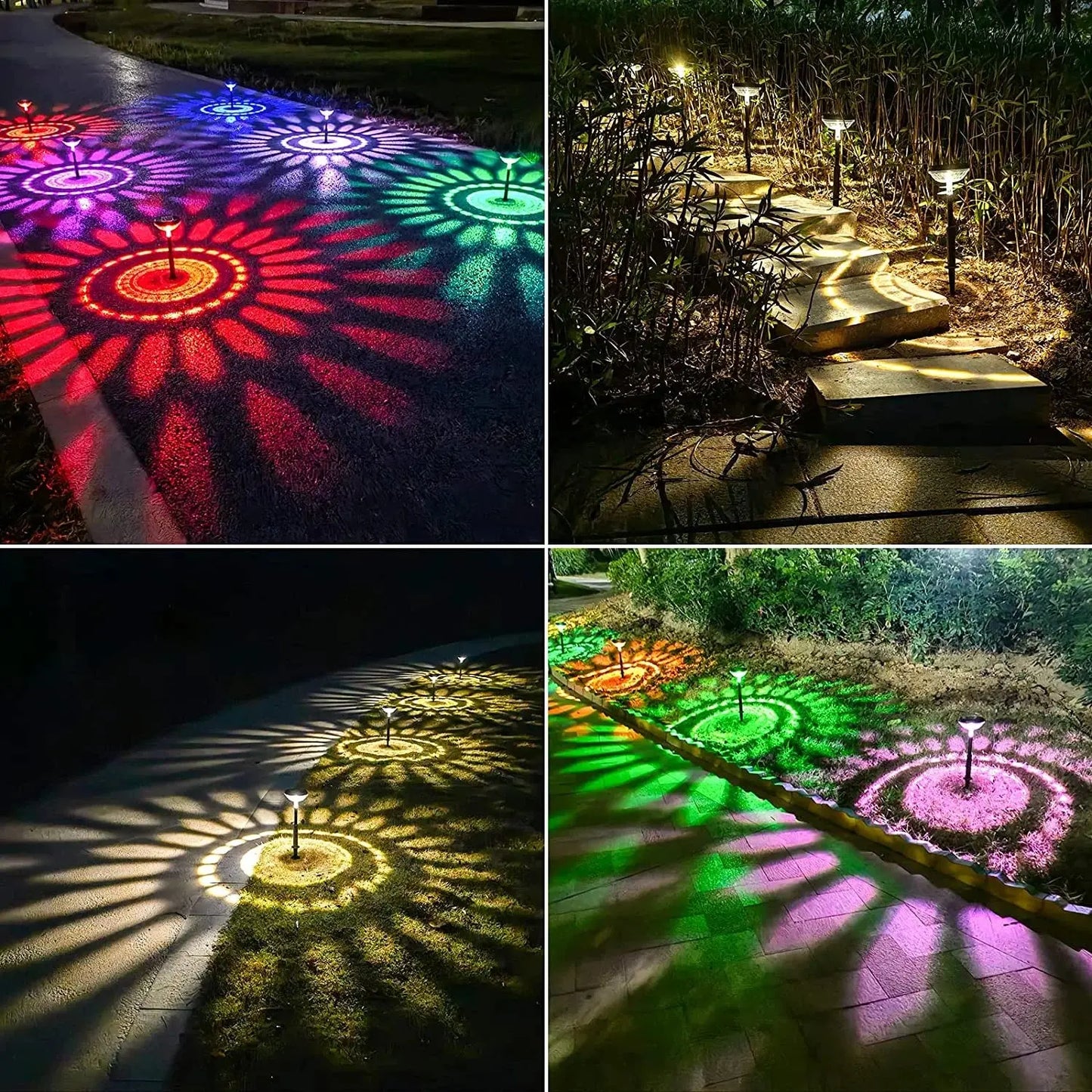 Transform Your Outdoor Space with Rirool's 6 Pack Dual Mode Waterproof Solar Pathway Lights - Illuminate Your Walkway, Garden, and Patio in Stunning White & Multi-Color!