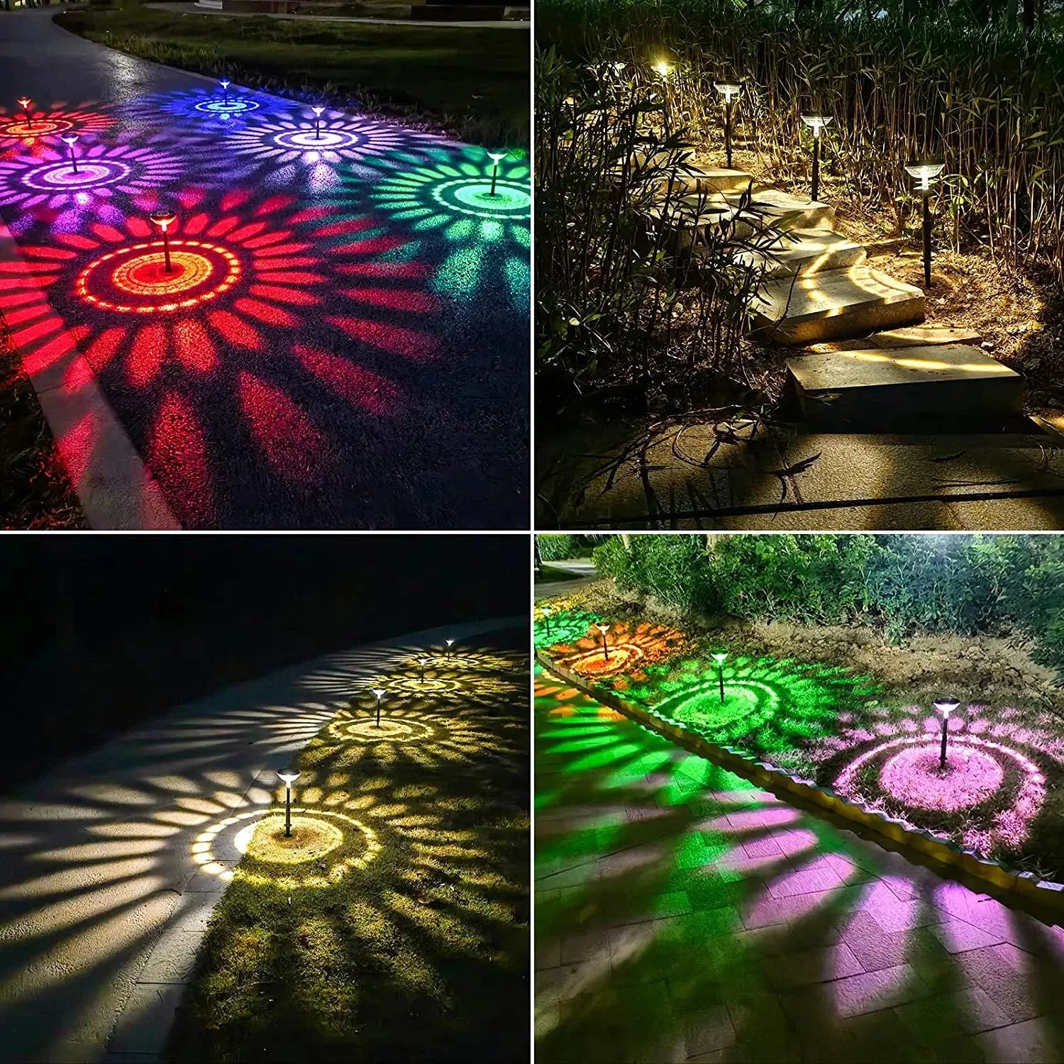 Transform Your Outdoor Space with Rirool's 6 Pack Dual Mode Waterproof Solar Pathway Lights - Illuminate Your Walkway, Garden, and Patio in Stunning White & Multi-Color!