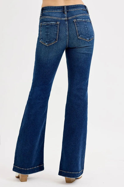 RISEN Full SIze Tummy Control Mid Rise Flare Jeans Plus SIze West2East Surf