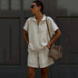 Women's Solid Color Sweatshirt Set – Casual 2-Piece Short Top & Pants FitiqueFit