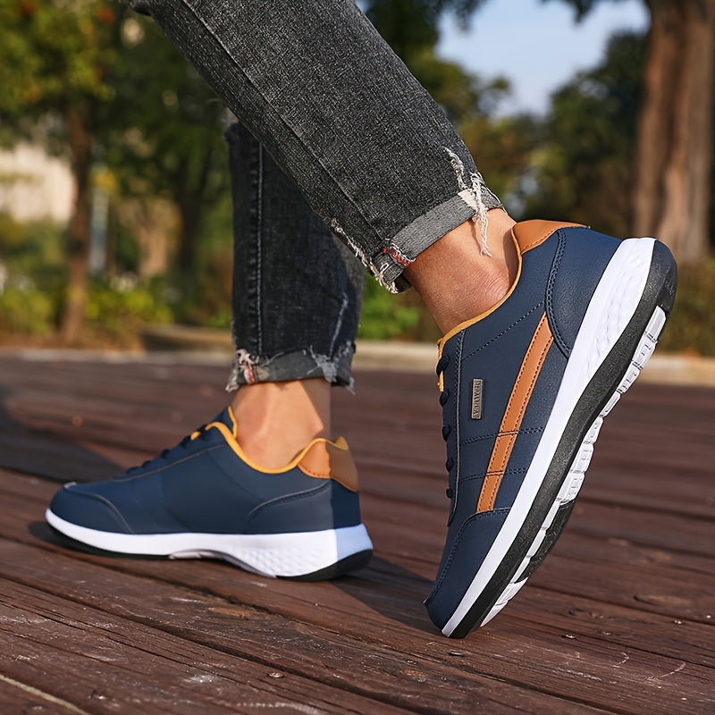 VanWeir Lightweight Men'S Shoes | Navy Blue/White, Lace-up sneakers with MD/TPR Sole, Breathable Fabric Lining for Outdoor, Hiking & Casual Wear NovaCart