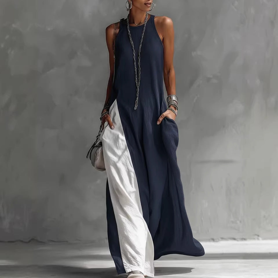 Women's Sleeveless Off-Shoulder Loose Maxi Dress with Pockets FitiqueFit