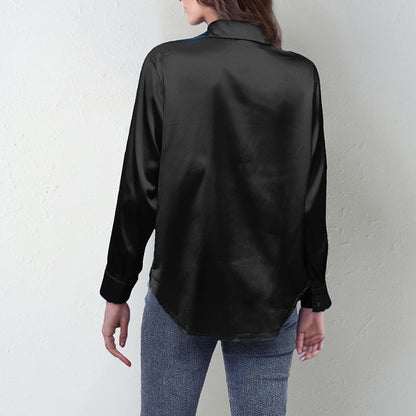 Women’s Satin Lapel Button-Down Blouse FitiqueFit