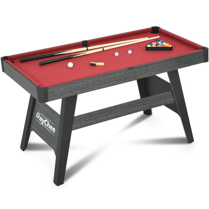 REAHOISY Pool Table 4.5Ft Wooden Billiard Tables for Kids Portable Pool Game Tables 16 Balls 2 Cue Sticks 2 Chalks and Brush for Family Party (Red) New Era Fashion LLc