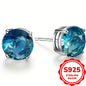 Sterling Silver Earrings, 925 Earrings, Color Earrings, Multi-Color Anti-Allergy, 678 Mm Round Single Gem Earrings, Suitable for Women And NovaCart