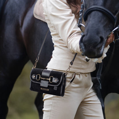 Dalton - Horse Bit Crossbody Luxury Leather Handbag in Black on Black Urban-Equestrian