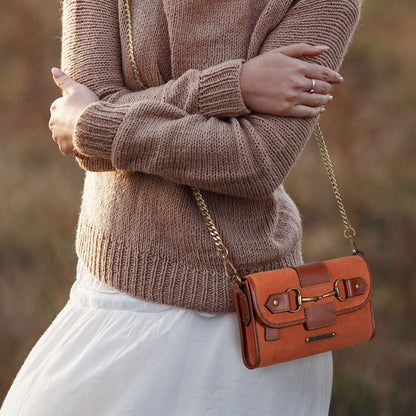 Dalton - Horse Bit Crossbody Luxury Leather Handbag in Cognac on Cognac Urban-Equestrian