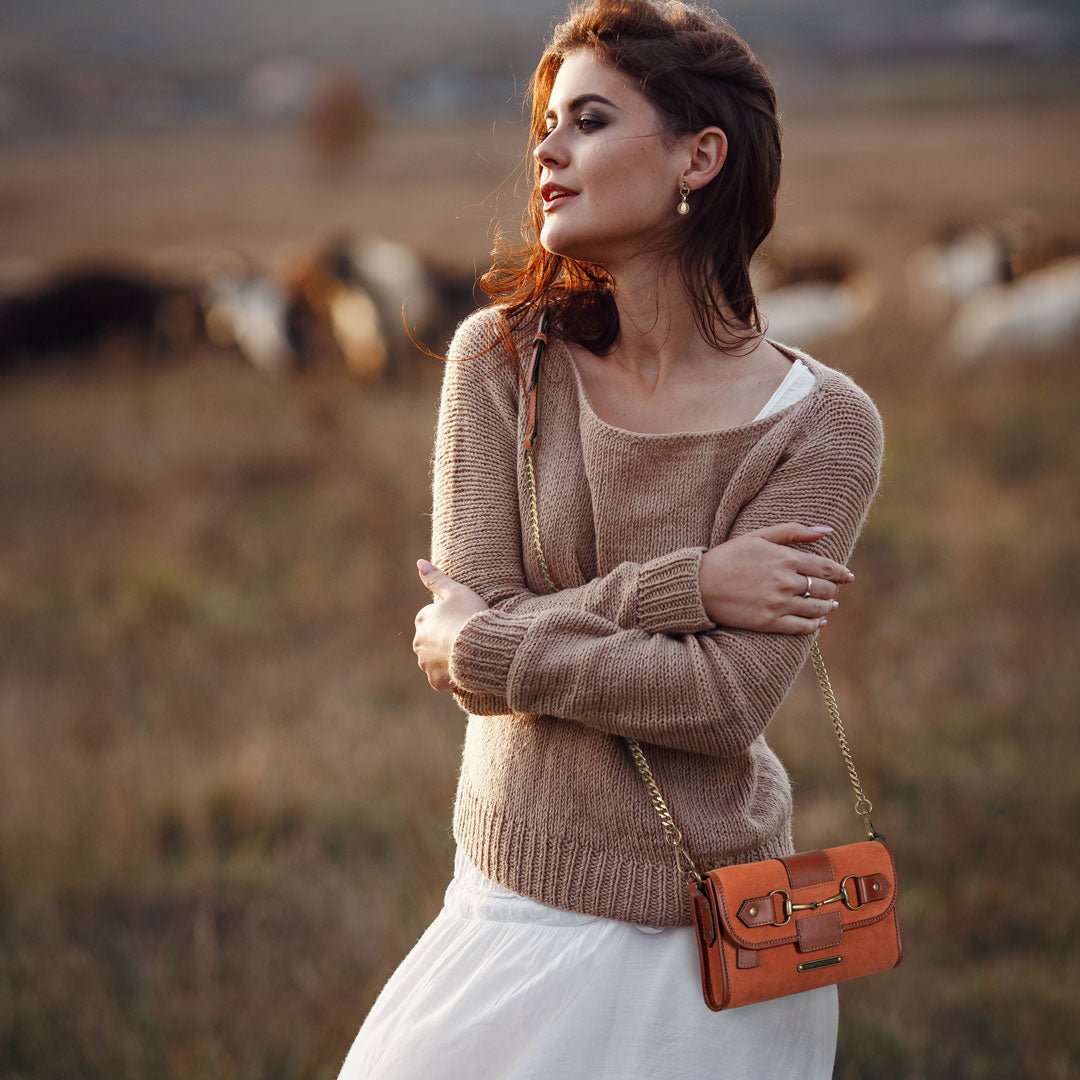 Dalton - Horse Bit Crossbody Luxury Leather Handbag in Cognac on Cognac Urban-Equestrian