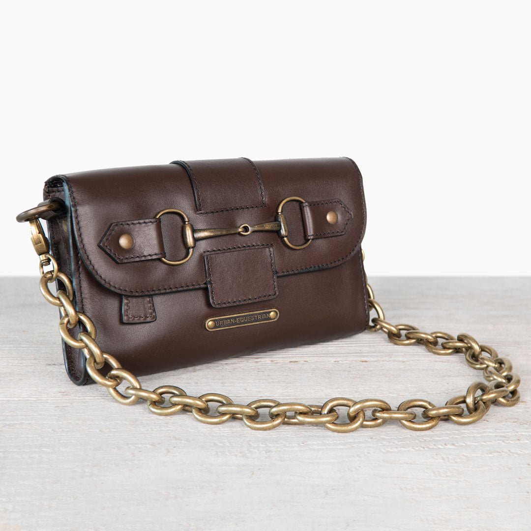 Dalton - Horse Bit Crossbody Luxury Leather Handbag in Deep Brown Urban-Equestrian