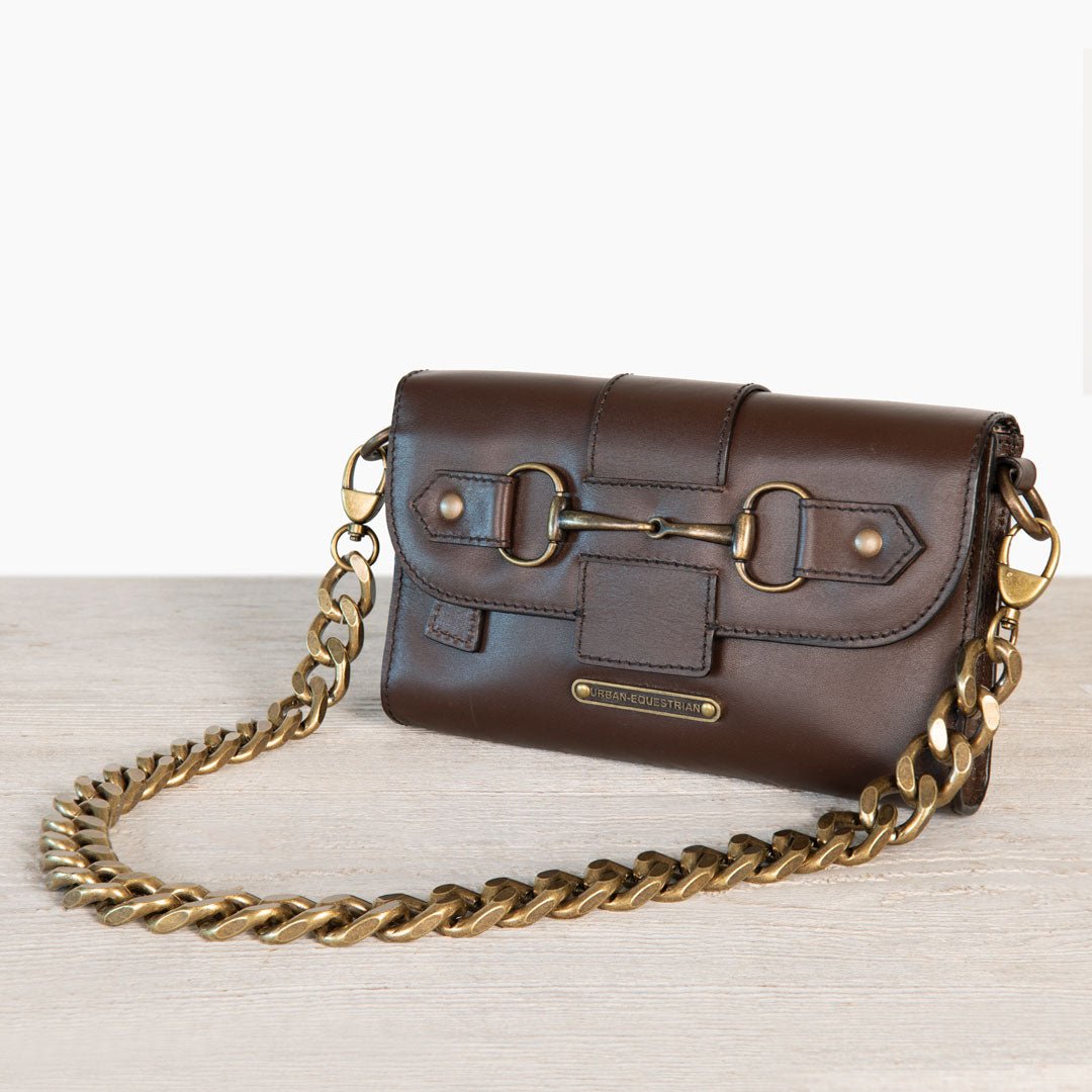 Dalton - Horse Bit Crossbody Luxury Leather Handbag in Deep Brown Urban-Equestrian