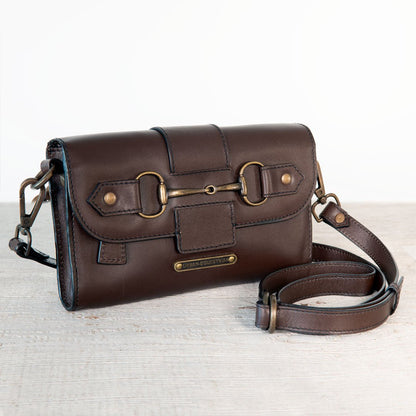 Dalton - Horse Bit Crossbody Luxury Leather Handbag in Deep Brown Urban-Equestrian