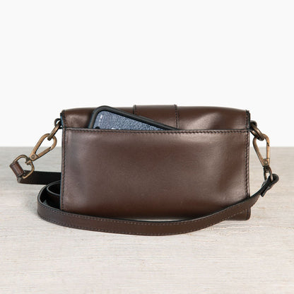 Dalton - Horse Bit Crossbody Luxury Leather Handbag in Deep Brown Urban-Equestrian