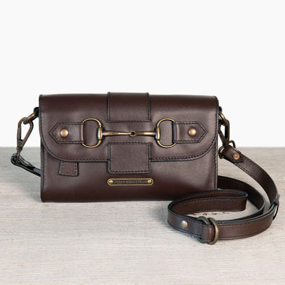 Dalton - Horse Bit Crossbody Luxury Leather Handbag in Deep Brown Urban-Equestrian