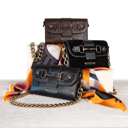 Dalton - Horse Bit Crossbody Luxury Leather Handbag in Deep Brown Urban-Equestrian