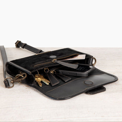 Dalton - Horse Bit Crossbody Luxury Leather Handbag in Black on Black Urban-Equestrian