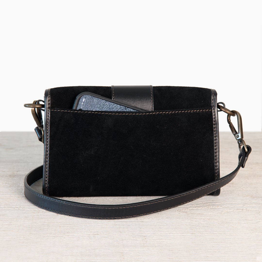 Dalton - Horse Bit Crossbody Luxury Leather Handbag in Black on Black Urban-Equestrian