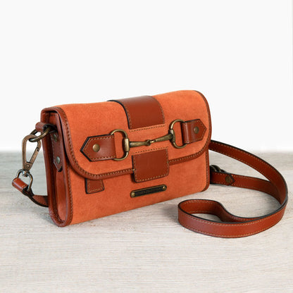 Dalton - Horse Bit Crossbody Luxury Leather Handbag in Cognac on Cognac Urban-Equestrian