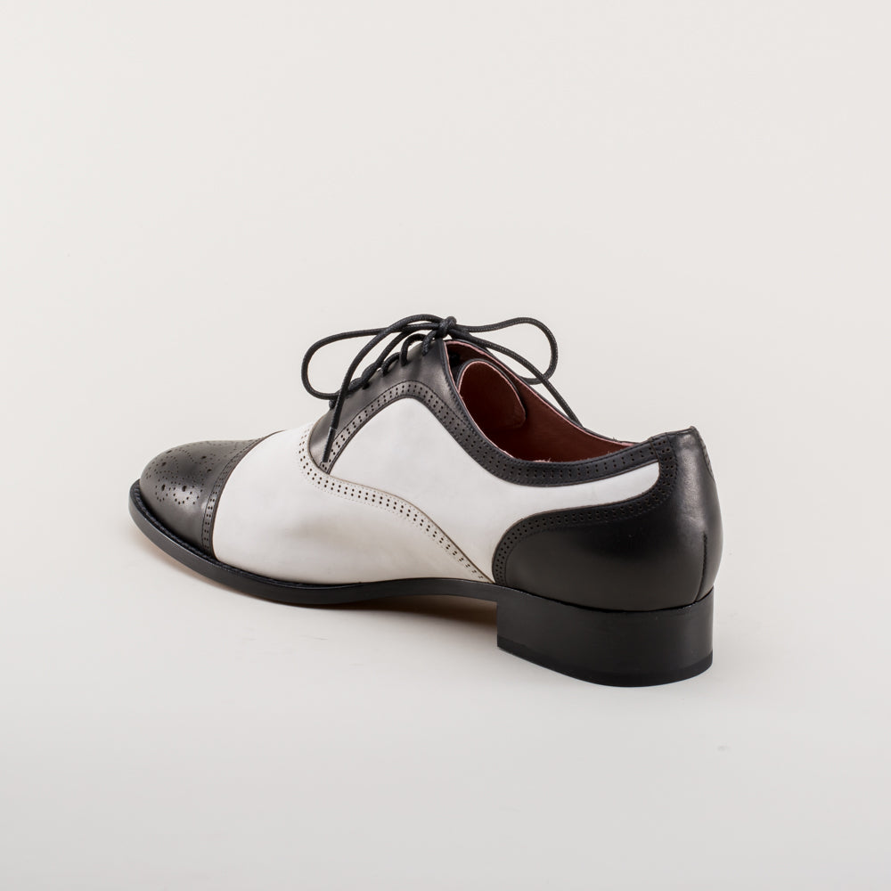 Dandy Men's Vintage Cap Toe Oxfords (Black/White) American Duchess