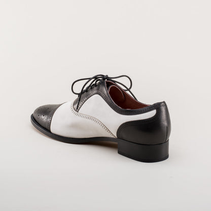 Dandy Men's Vintage Cap Toe Oxfords (Black/White) American Duchess