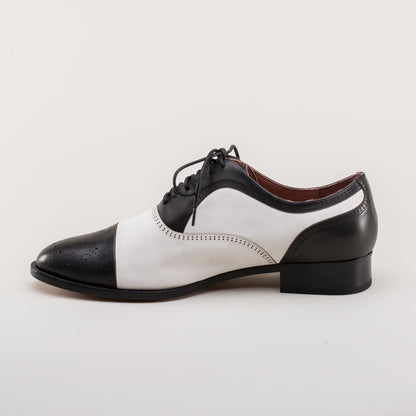 Dandy Men's Vintage Cap Toe Oxfords (Black/White) American Duchess