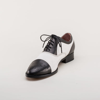 Dandy Men's Vintage Cap Toe Oxfords (Black/White) American Duchess